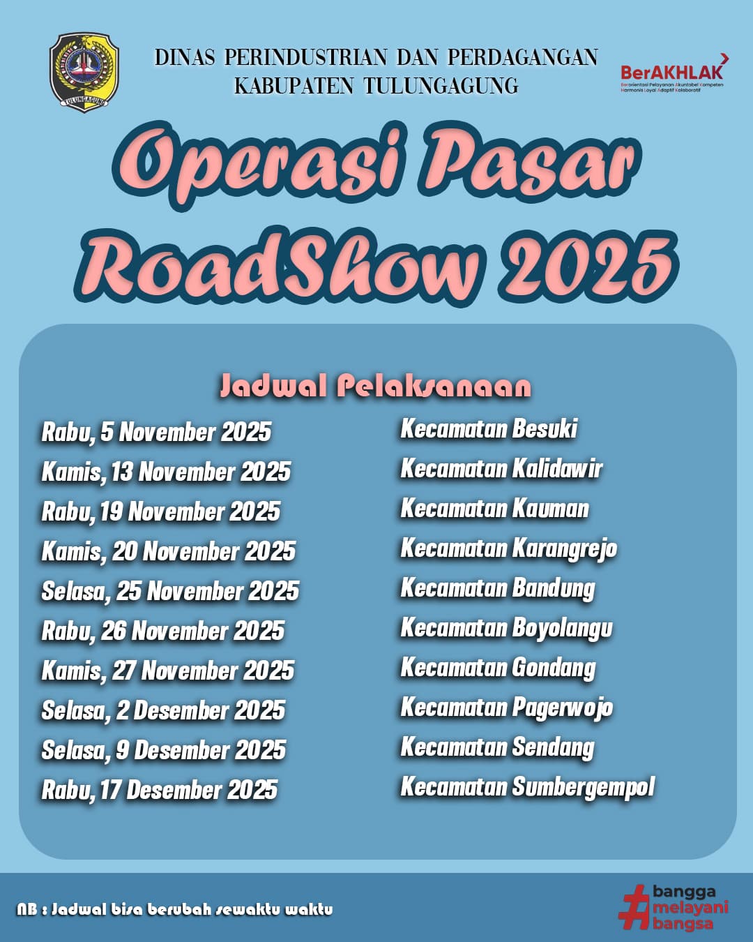 Jadwal Operasi Pasar Roadshow 2025